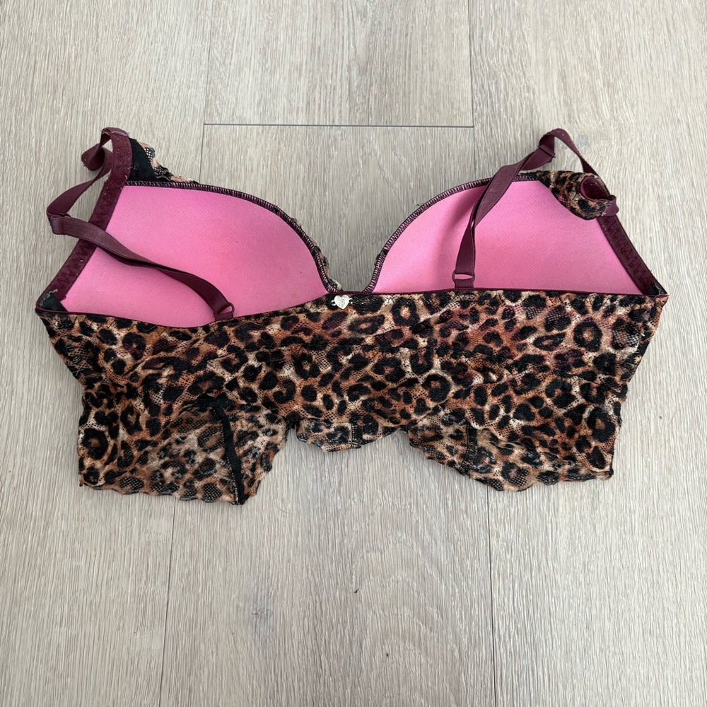 PINK Victorias Secrets Lace Bralette Small Chettah Animal Print Black Brown - Picture 2 of 11